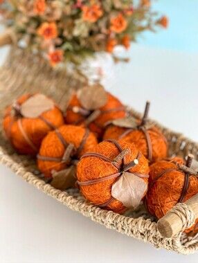 Set of 6 Husk Mini Pumpkins Fall Baskets Centerpiece Autumn Thanksgiving 2.5"